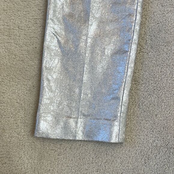 Lisette L Montreal Slim Silver Ankle Pants Stretch Pull On Sz 4 - Picture 2 of 5